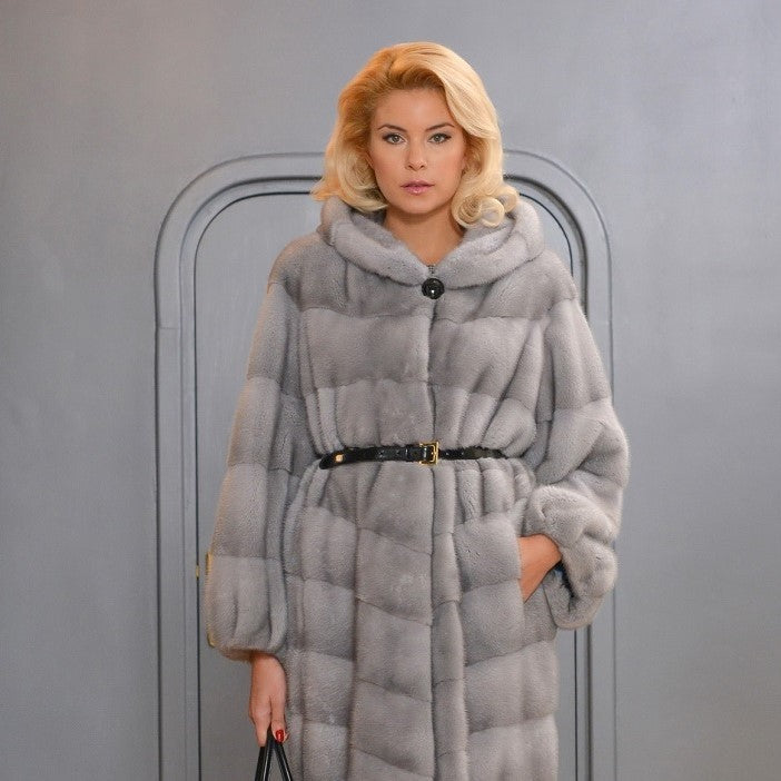 London Silver Grey Long Coat with a hood